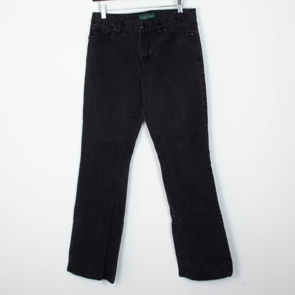 Lauren Ralph Lauren Womens Black Classic Bootcut Denim Jean Size 6 Embellished